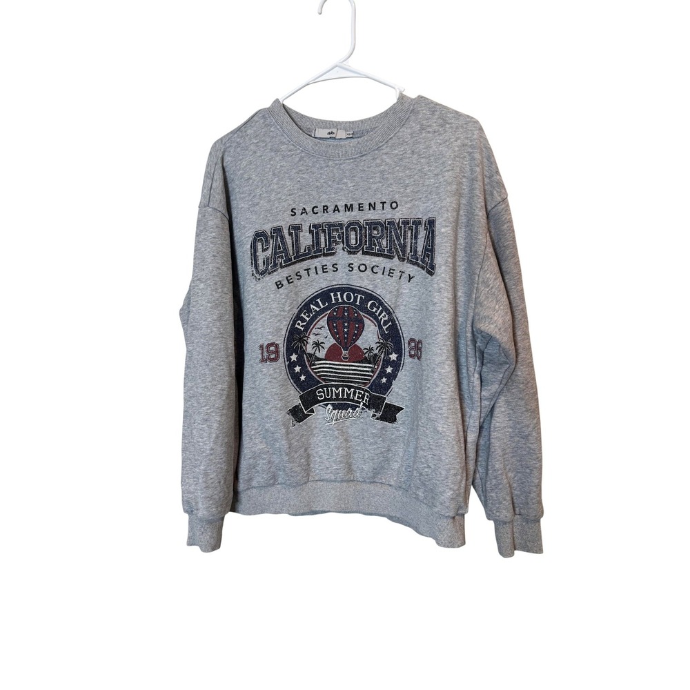 Adika Sweatshirt Womens XS/S Gray California Sacramento Summer Graphic‎ Pullover